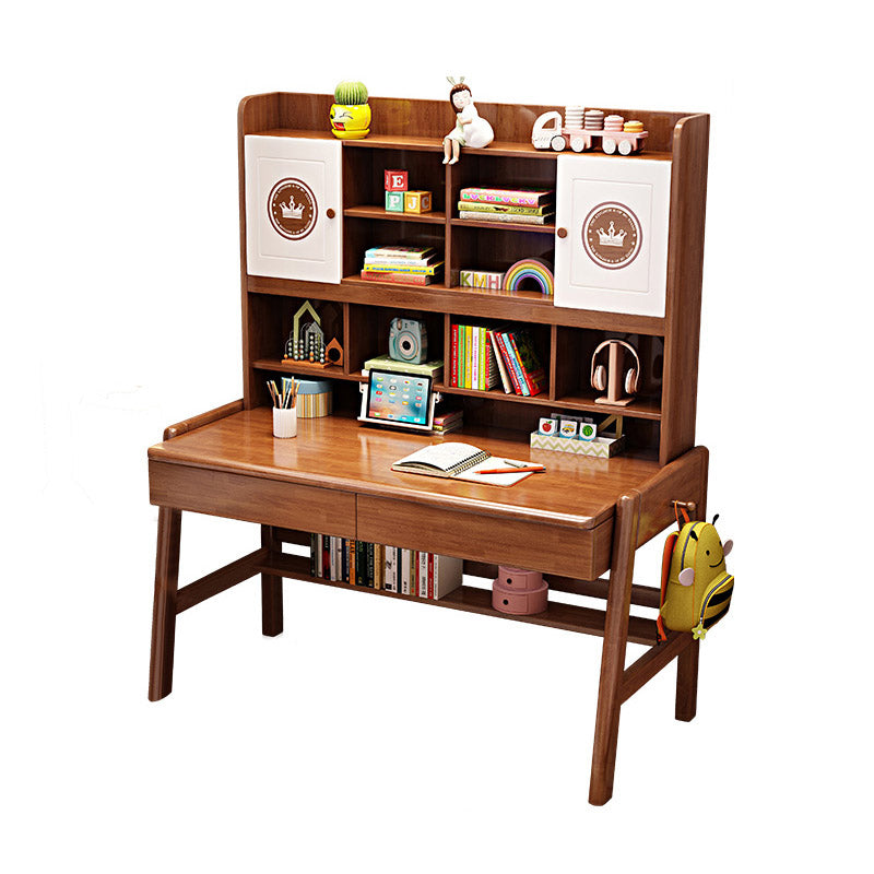 Contemporary Rubberwood Writing Desk with Side Storage Hook Writing Desk