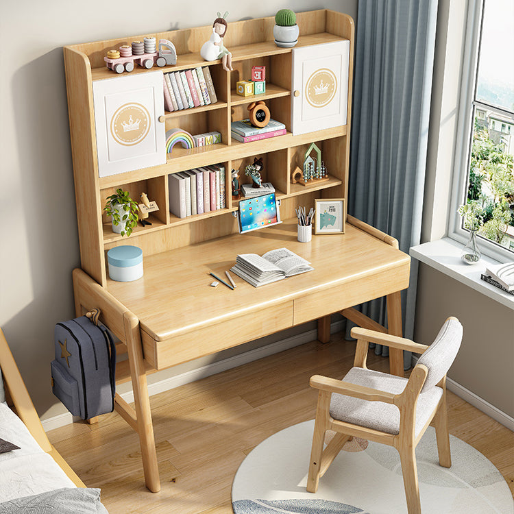 Contemporary Rubberwood Writing Desk with Side Storage Hook Writing Desk