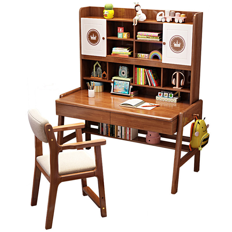 Contemporary Rubberwood Writing Desk with Side Storage Hook Writing Desk