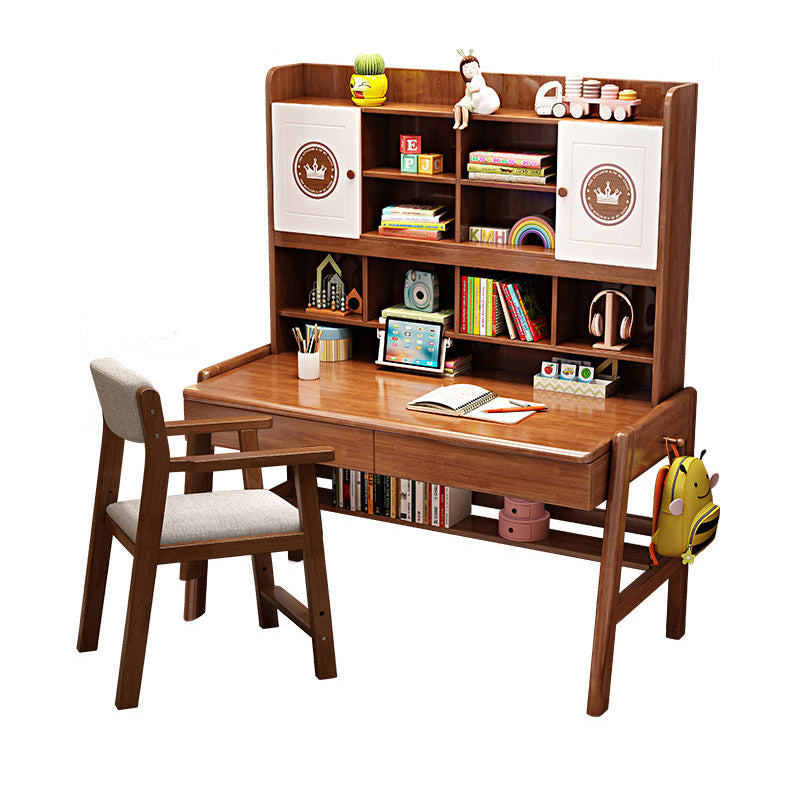 Contemporary Rubberwood Writing Desk with Side Storage Hook Writing Desk