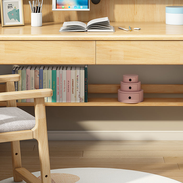 Contemporary Rubberwood Writing Desk with Side Storage Hook Writing Desk