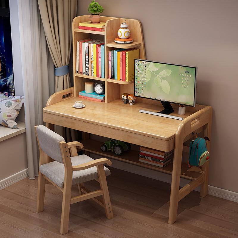 23.62" Width Kids Desks with with Bookshelf Solid Wood Child Desks Writing Desk