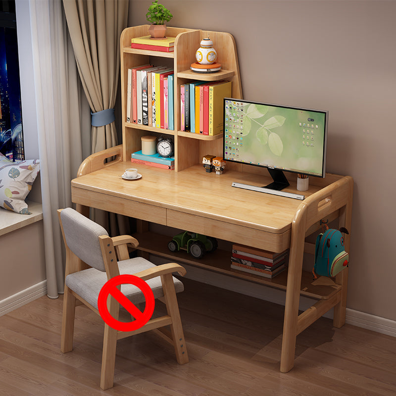 23.62" Width Kids Desks with with Bookshelf Solid Wood Child Desks Writing Desk