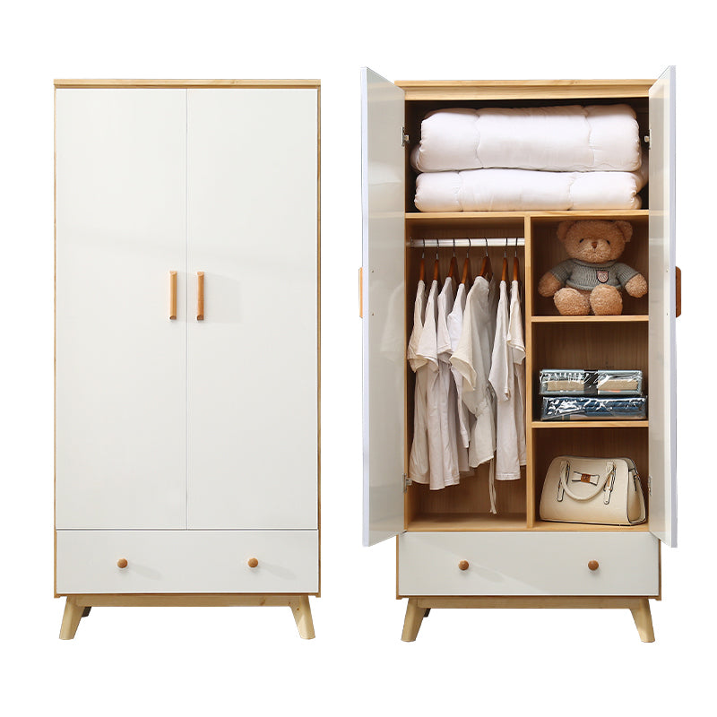 Modern Coat Locker Wooden High Gloss 1-Drawer Kid's Wardrobe