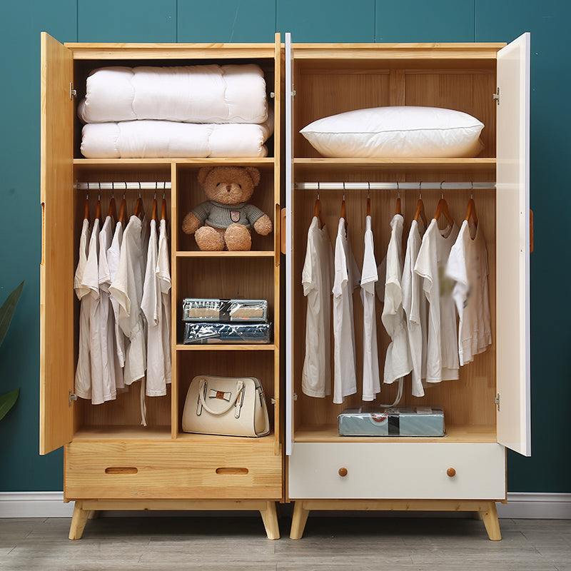 Modern Coat Locker Wooden High Gloss 1-Drawer Kid's Wardrobe