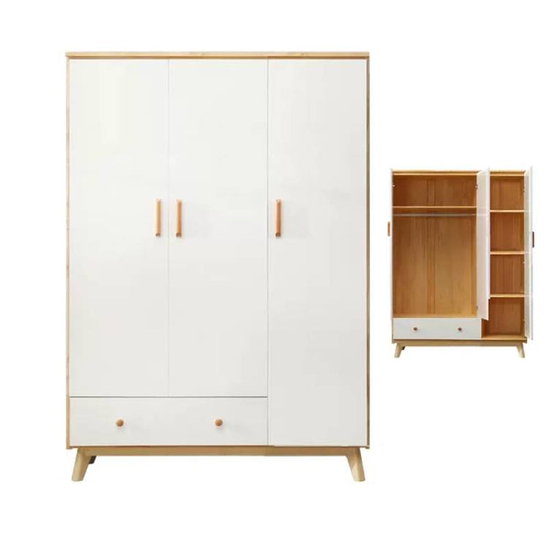 Modern Coat Locker Wooden High Gloss 1-Drawer Kid's Wardrobe