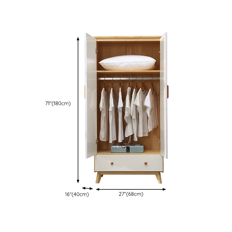 Modern Coat Locker Wooden High Gloss 1-Drawer Kid's Wardrobe