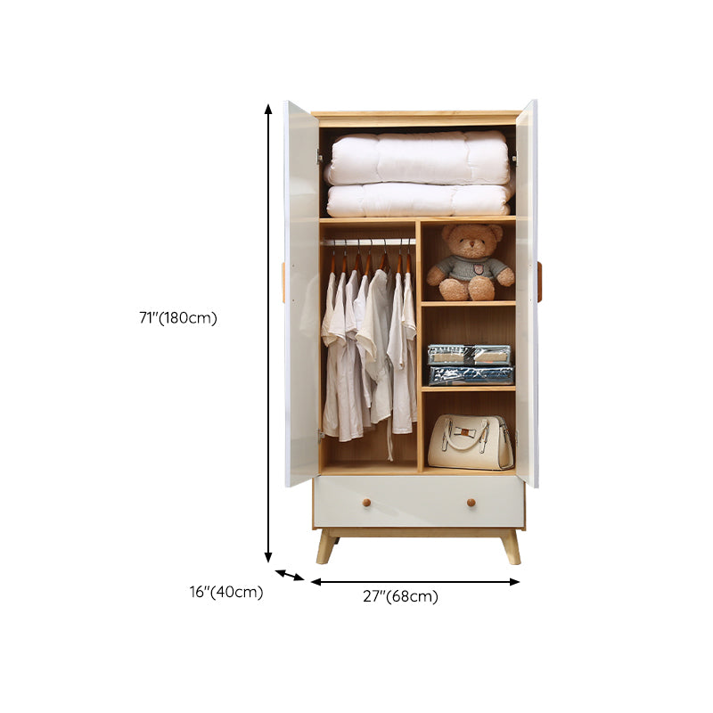 Modern Coat Locker Wooden High Gloss 1-Drawer Kid's Wardrobe