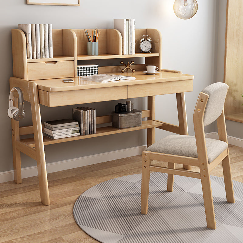 3 Drawers and 3 Shelves Kids Desk Writing Desk in Solid Wood