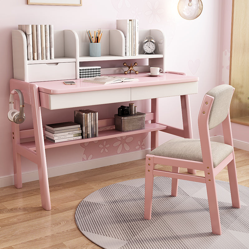 3 Drawers and 3 Shelves Kids Desk Writing Desk in Solid Wood