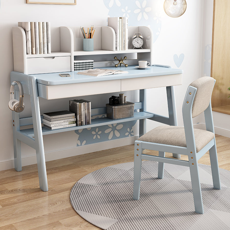 3 Drawers and 3 Shelves Kids Desk Writing Desk in Solid Wood
