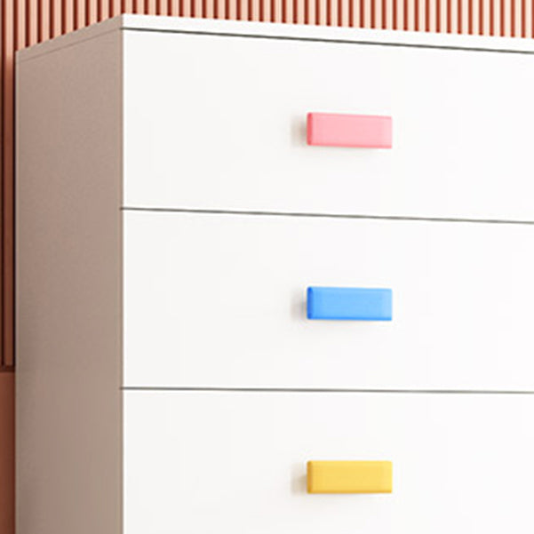 Pink Modern Kid's Wardrobe High Gloss 5-Drawer Coat Locker with Garment Rod