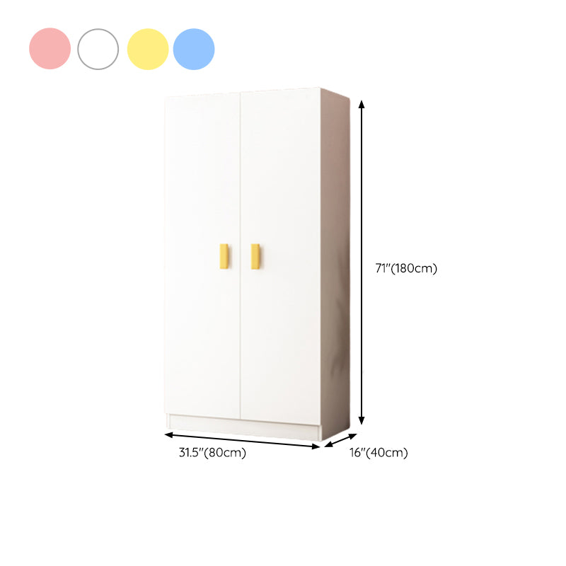 Pink Modern Kid's Wardrobe High Gloss 5-Drawer Coat Locker with Garment Rod