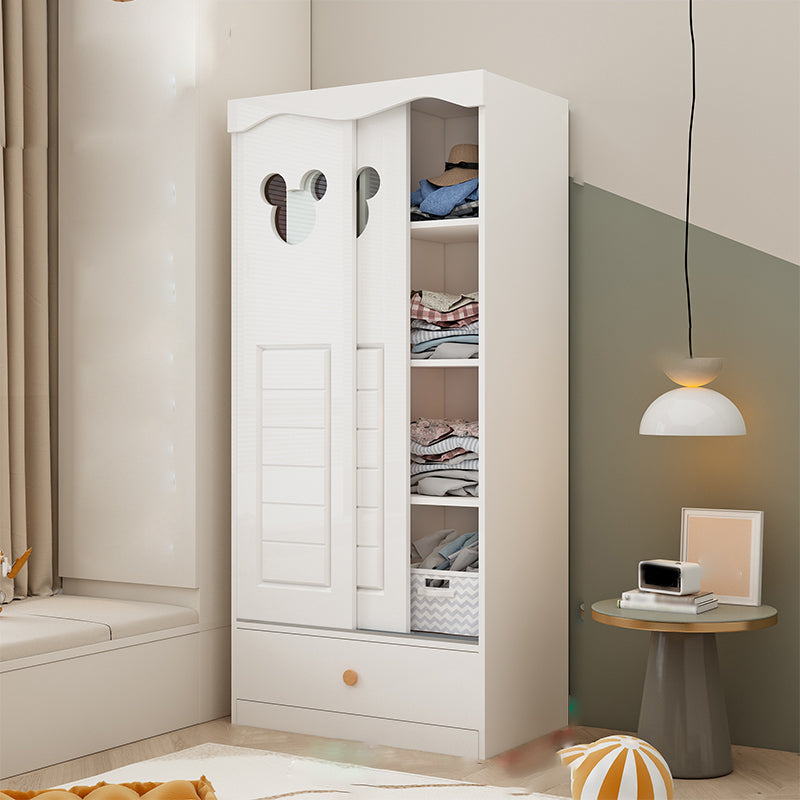 Contemporary Matte Kid's Wardrobe High Gloss Wooden Coat Locker