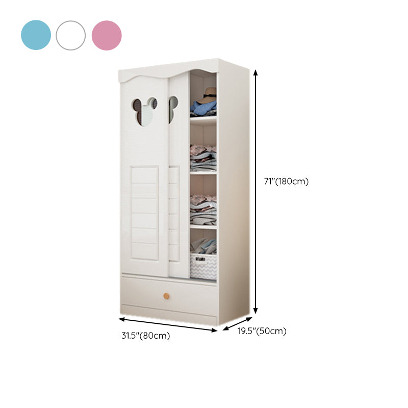 Contemporary Matte Kid's Wardrobe High Gloss Wooden Coat Locker