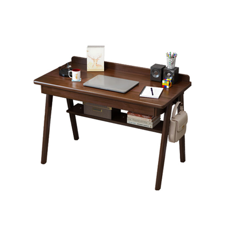 Writing Kids Desks and Chair Set with Shelf Solid Wood 2 Drawers Child Desks