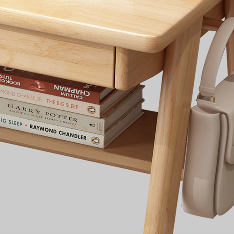 Writing Kids Desks and Chair Set with Shelf Solid Wood 2 Drawers Child Desks