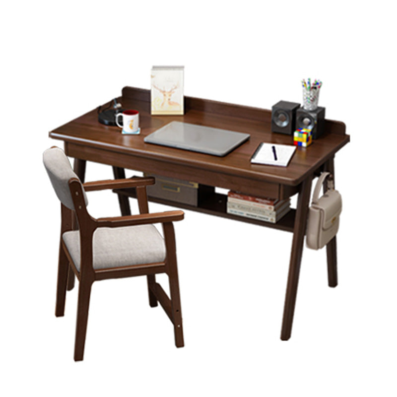 Writing Kids Desks and Chair Set with Shelf Solid Wood 2 Drawers Child Desks