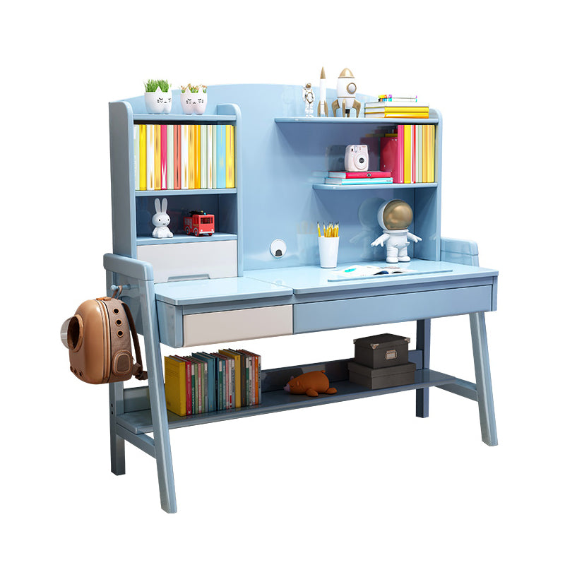 Adjustable Kids Desks and Chair Set with Hutch Solid Wood Child Desks Writing Desks