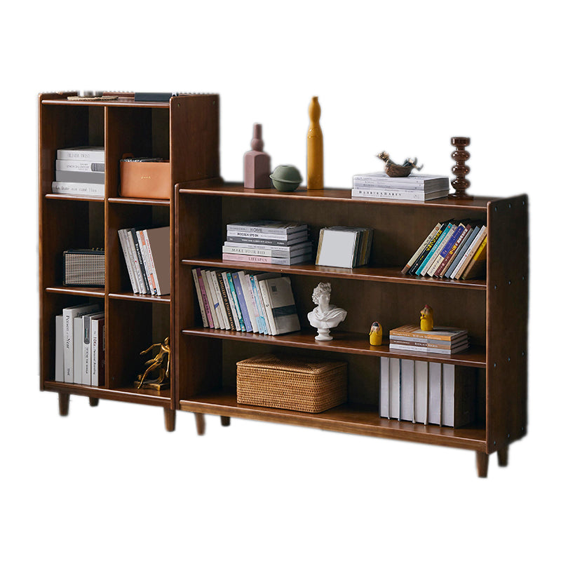 Industrial Closed Back Book Shelf Freestanding Standard Kids Bookshelf in Walnut