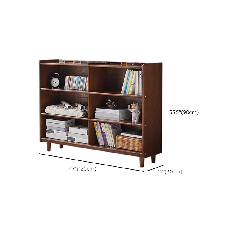 Industrial Closed Back Book Shelf Freestanding Standard Kids Bookshelf in Walnut