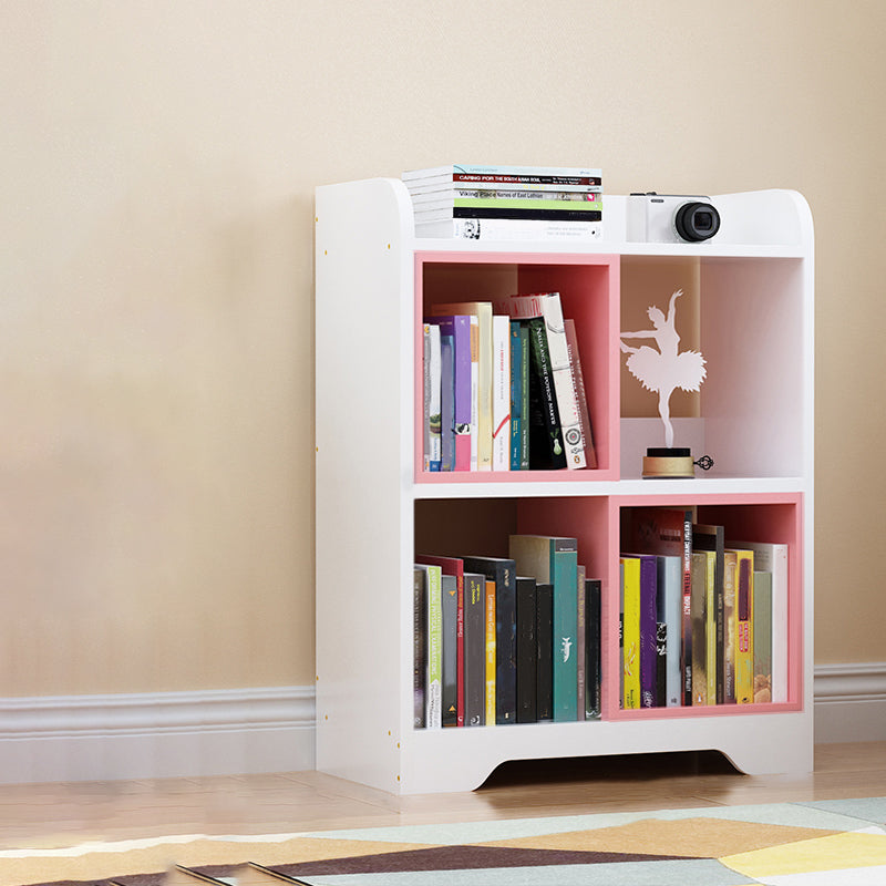 Contemporary Closed Back Book Shelf Manufactured Wood Cubby Storage Bookcase