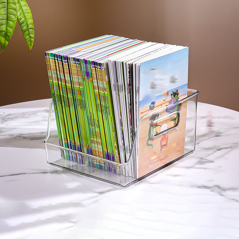 Contemporary Plastic Shelf Tabletop Standard Kids Bookcase in Transparent