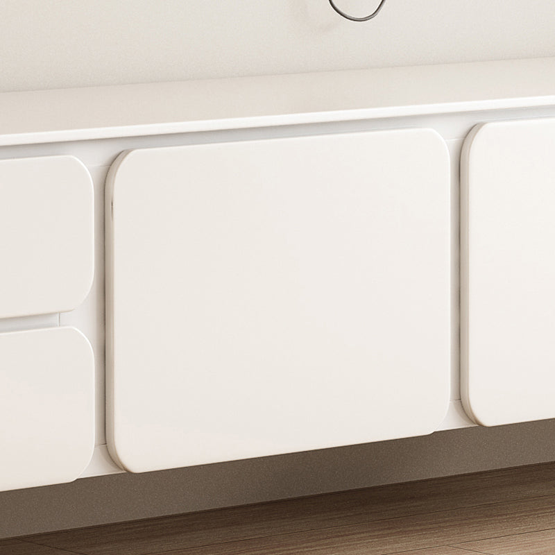 4 Legs White Slate Rectangular Cocktail Table with Storage Drawers