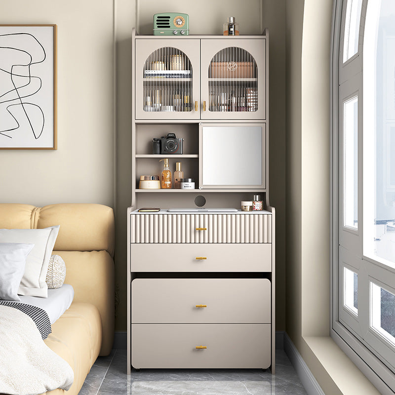 Modern Wooden Mirror Bedroom With Drawer With Stool Dressing Table