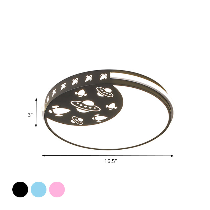 Plafonnier LED en forme de croissant et d'espace extérieur, en acrylique, bleu/noir/rose, pour chambre d'enfant