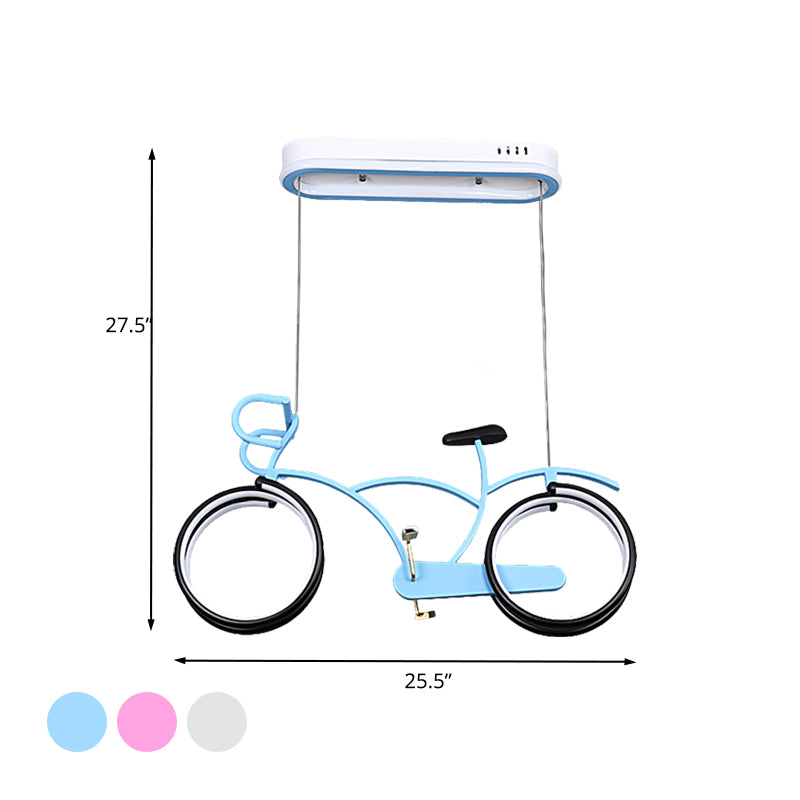 Suspended Road Bike Metal LED Flushmount Kid Silver/Blue/Pink Flush Mount Ceiling Lamp for Child Room