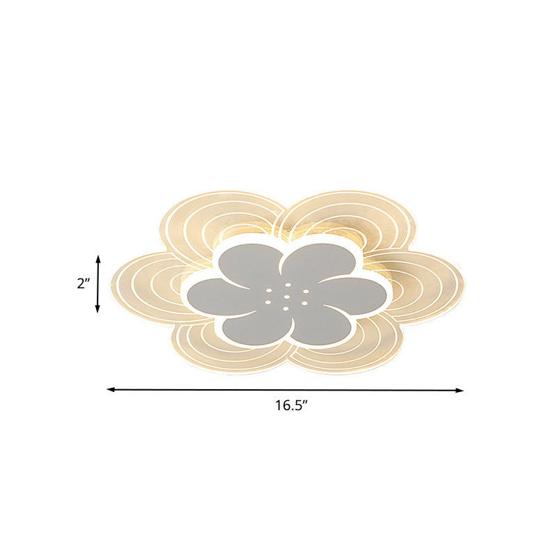 Kids 2 Tiers Flower Flush Light Acrylic Children Bedroom LED Flush Mount Ceiling Light in White