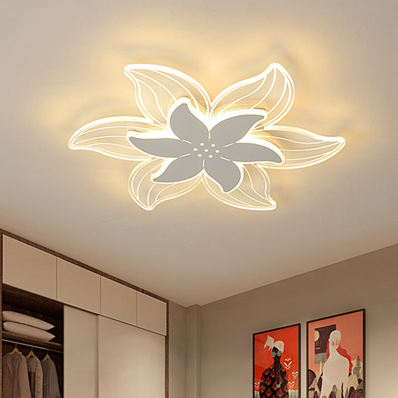Ultrathin 2-Tier Petal Acrylic Flushmount Minimalist White LED Ceiling Flush Mount Light for Bedroom