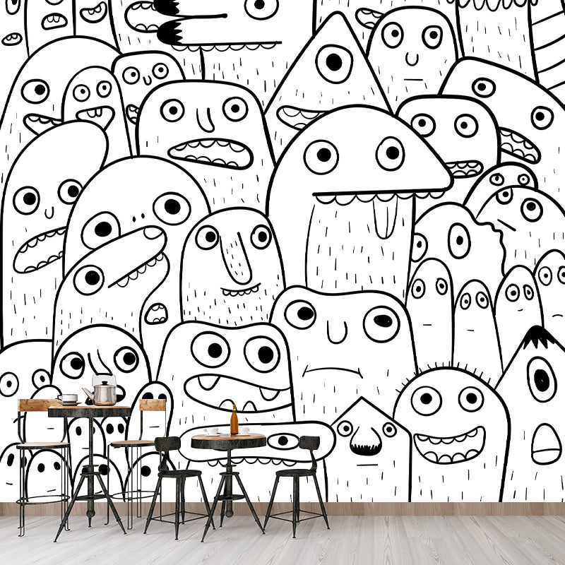 Contemporary Pattern Mildew Illustration Wall Mural Horizontalt for Living Room