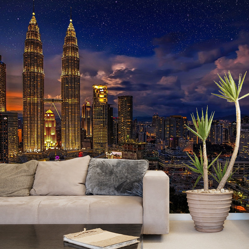 Cityscapes Pattern Mildew Photography Wall Mural Horizontalt for Wall Decor