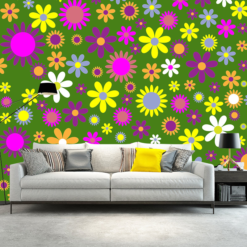 Illustration Floral Pattern Mildew Wall Mural Horizontalt for Living Room