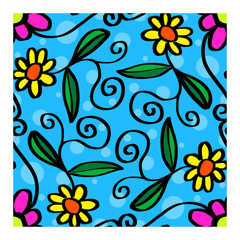 Illustration Floral Pattern Mildew Wall Mural Horizontalt for Living Room