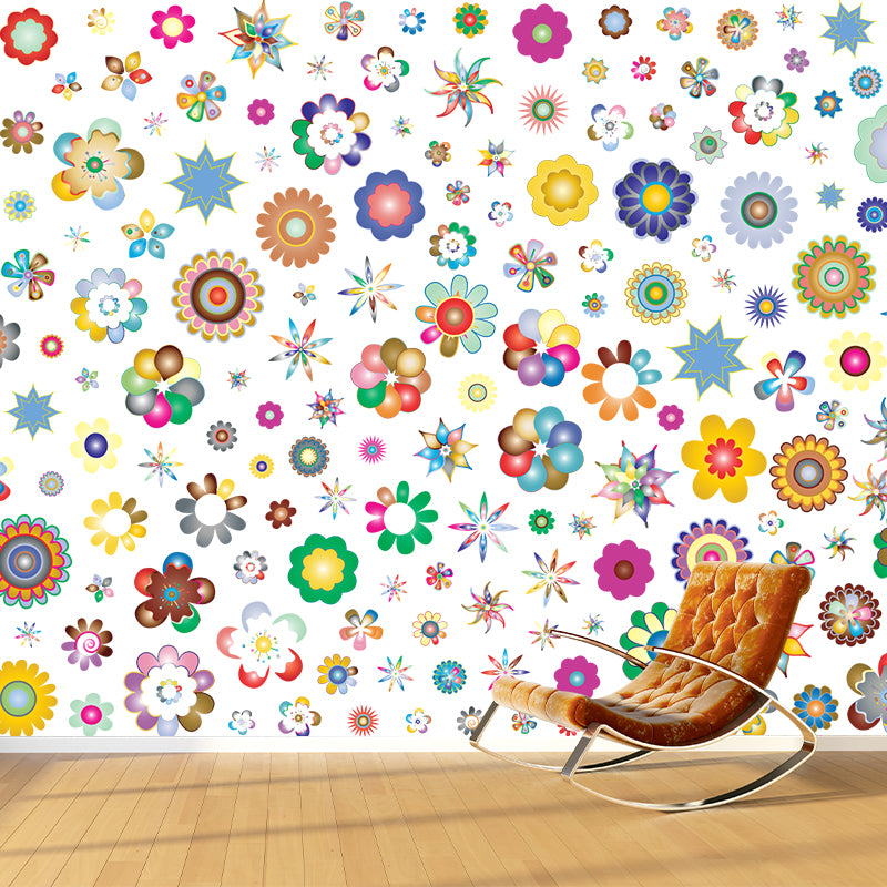 Illustration Floral Pattern Mildew Wall Mural Horizontalt for Living Room