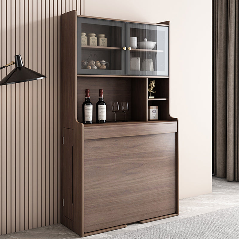 Modern Rectangle Folding Wood Dining Table for Small Space with Storage