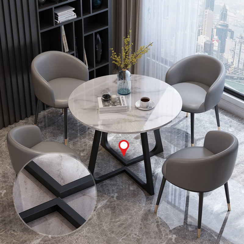 Wooden Dining Room Table for 2 Person Round Tabletop with Metal Pedestal Base