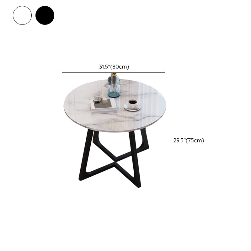 Wooden Dining Room Table for 2 Person Round Tabletop with Metal Pedestal Base