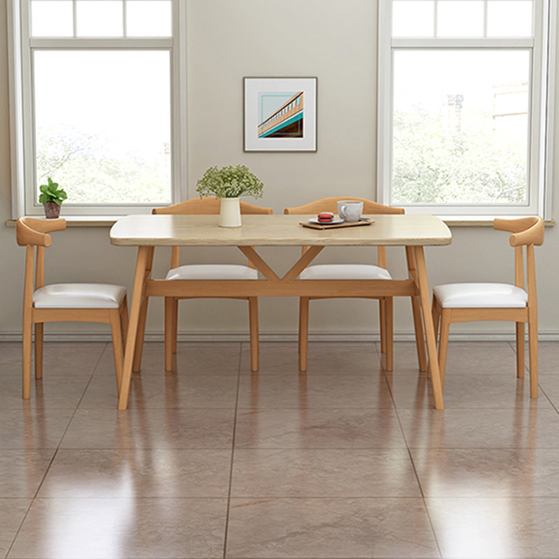 Rectangular Natural Oak Dining Table Wooden Tabletop with Metal Legs