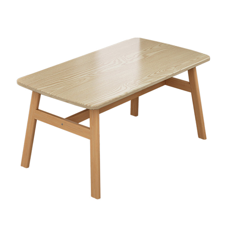 Rectangular Natural Oak Dining Table Wooden Tabletop with Metal Legs