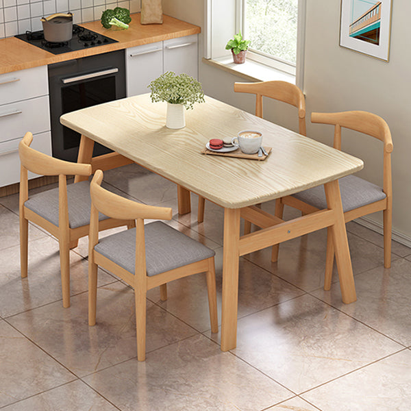 Rectangular Natural Oak Dining Table Wooden Tabletop with Metal Legs