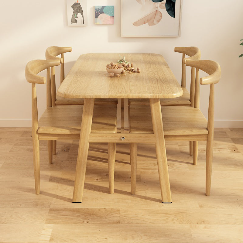 Modern Rectangular Dinner Table Wooden Tabletop with Metal Legs