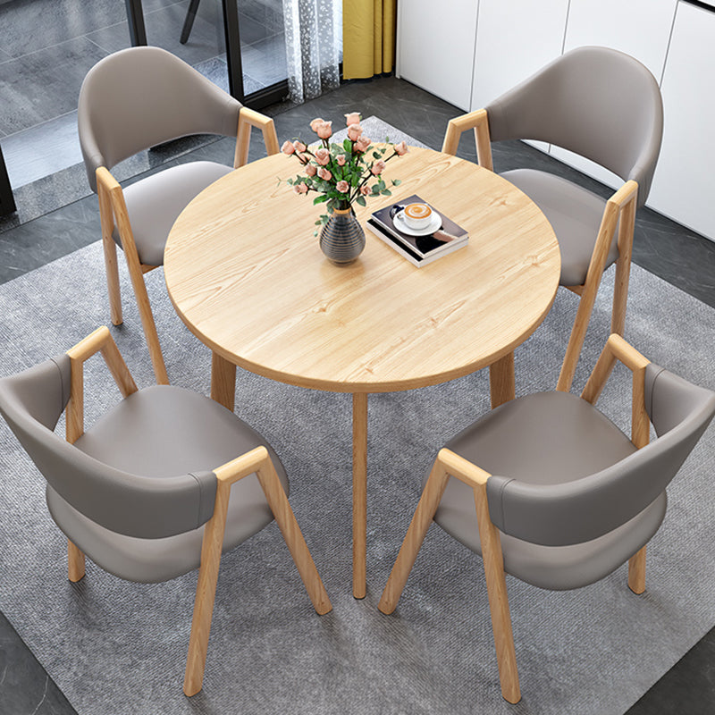 Modern Round Dinner Table Natural Oak Wood Tabletop for 2 Persons