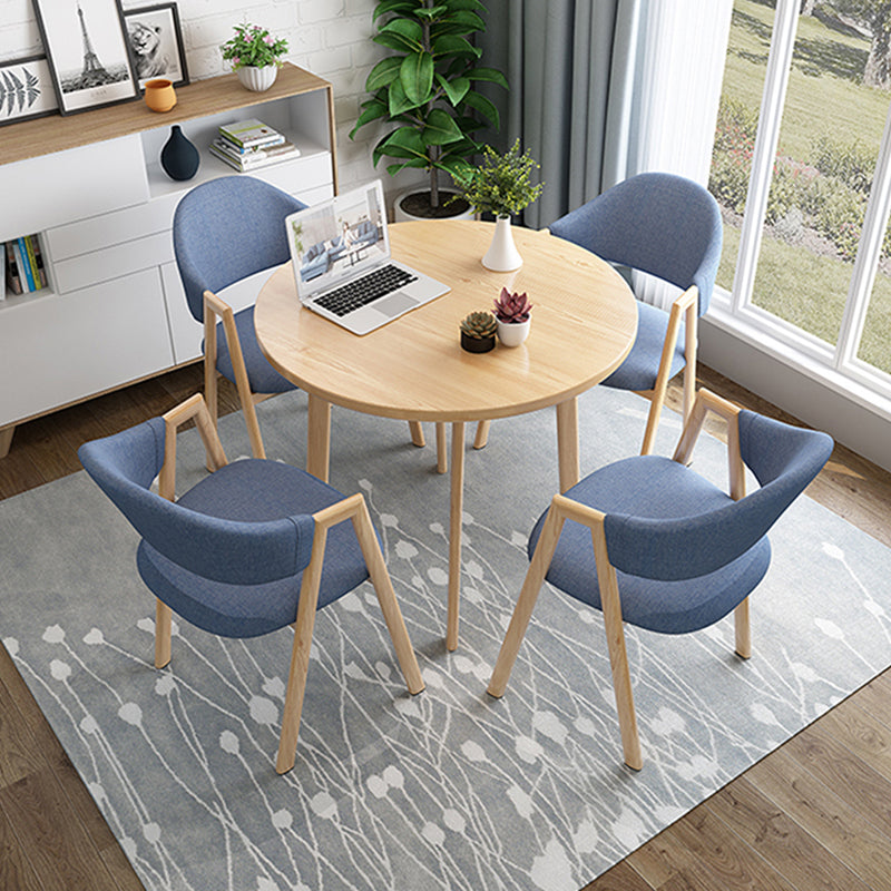 Modern Round Dinner Table Natural Oak Wood Tabletop for 2 Persons