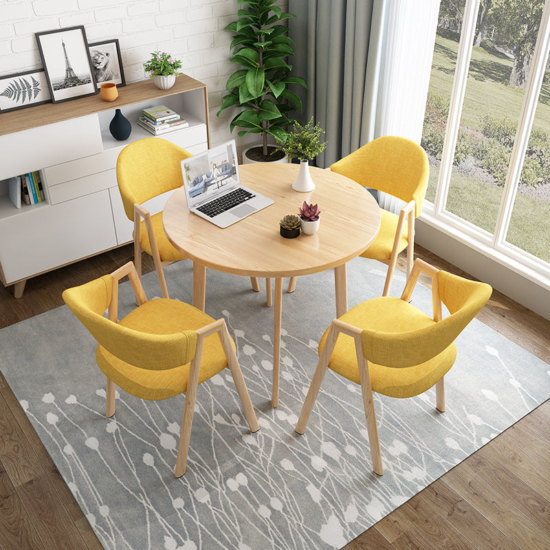 Modern Round Dinner Table Natural Oak Wood Tabletop for 2 Persons