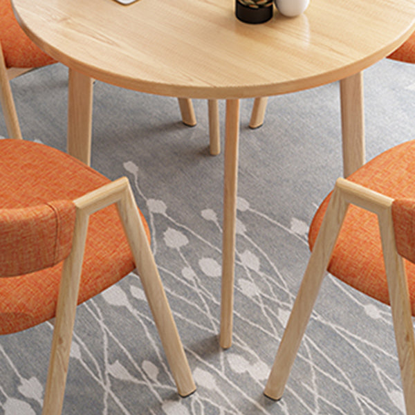 Modern Round Dinner Table Natural Oak Wood Tabletop for 2 Persons