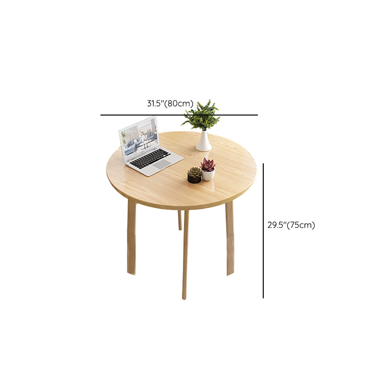 Modern Round Dinner Table Natural Oak Wood Tabletop for 2 Persons